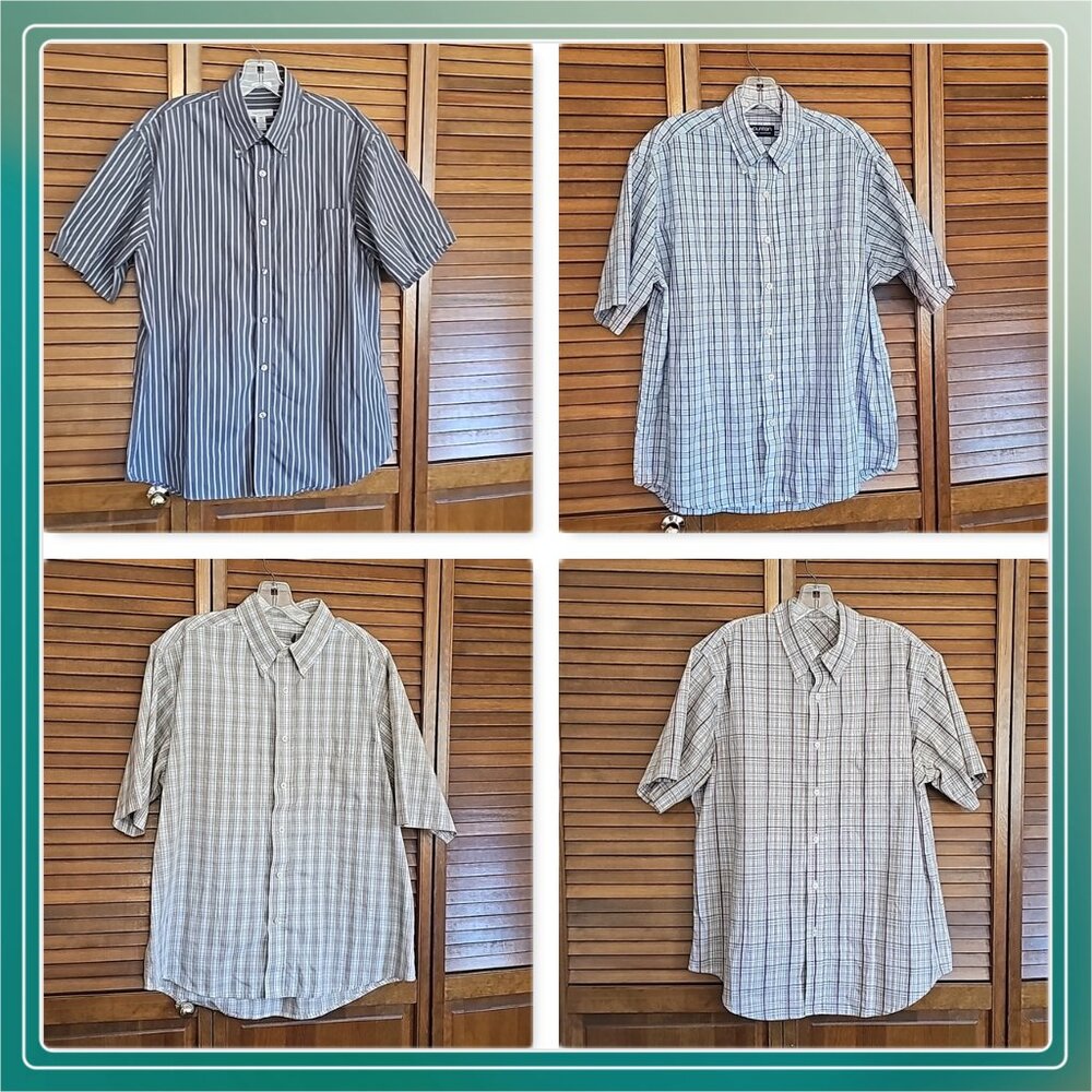 Bundle of 4 men's button down shirts short sleeves great workshirts medium large